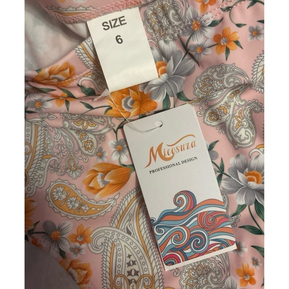 NEW Micosuza Women's Floral Print High Waist Full Coverage‎ Swimwear Bottoms, 6 - Picture 4 of 4